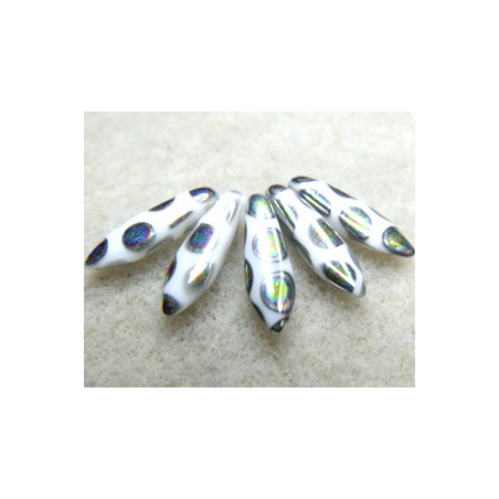 Dague en verre de Bohême 5x16mm - Opaque White peacock (x20)