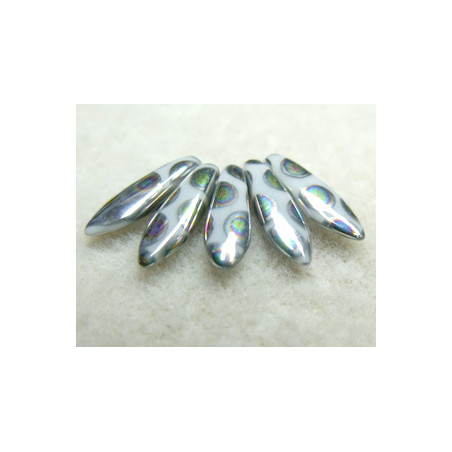 Dague en verre de Bohême 5x16mm - Opaque Grey peacock (x20) 