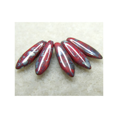 Dague en verre de Bohême 5x16mm - Red Coral picasso (x20)