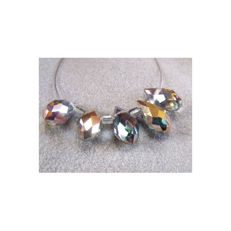 Perle goutte en cristal de Chine 12x6mm ~ Vitrail Gold (x1)