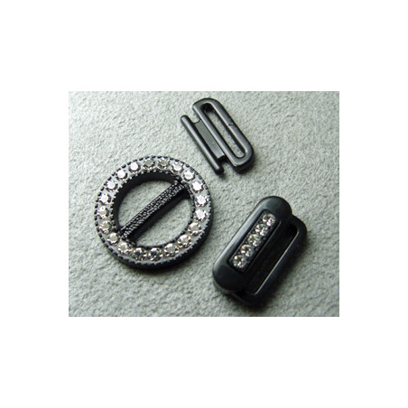 Fermoir Strass Jet Swarovski pour Biais Liberty(X1)