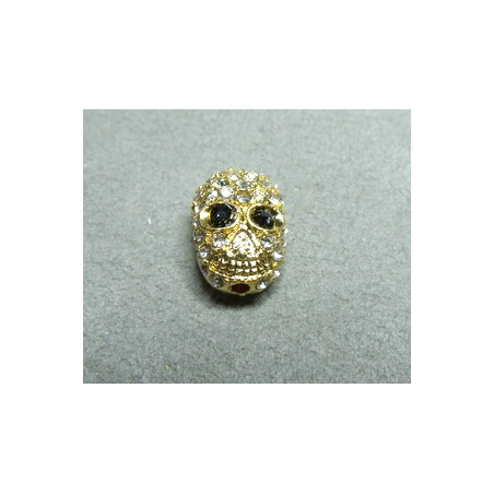 Tête de Mort Dorée strassée 16X12mm(X1) 