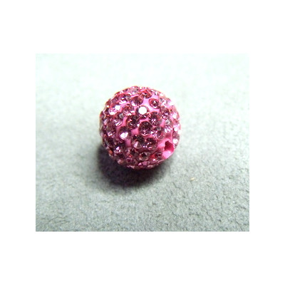 Perle strass pour Shamballa Rose Résine 12mm (X1)