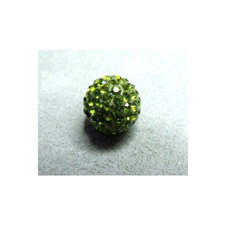 Perle strass pour Shamballa Olivine Résine 10mm (X1)  