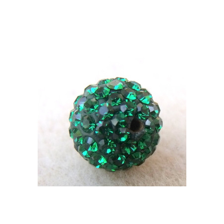 Perle strass pour Shamballa Dark Emeraude Résine 12mm (X1)