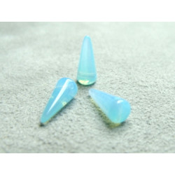 Spikes en Verre de Bohème 13X5mm Aquamarine Opal (X10) 