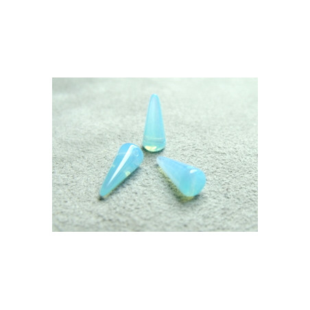 Spikes en Verre de Bohème 13X5mm Aquamarine Opal (X10) 