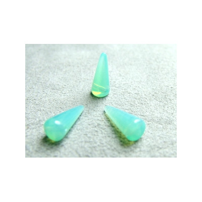 Spikes en Verre de Bohème 13X5mm Green Aquamarine Opal (X10)