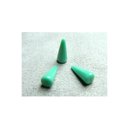 Spikes en Verre de Bohème 13X5mm Opaque Turquoise Green (X10)