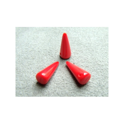 Spikes en Verre de Bohème 13X5mm Opaque Coral Red (X10)