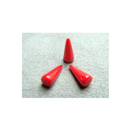 Spikes en Verre de Bohème 13X5mm Opaque Coral Red (X10)