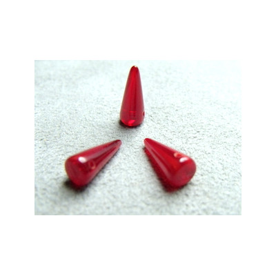 Spikes en Verre de Bohème 13X5mm Coral Red Opal (X10) 