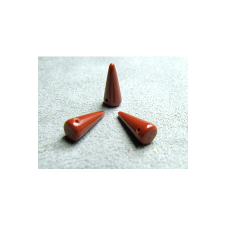 Spikes en Verre de Bohème 13X5mm Opaque Chocolat (X10) 
