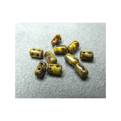 Perles Rullas Dark Jonquille Travertin 5X3mm (10gr)  