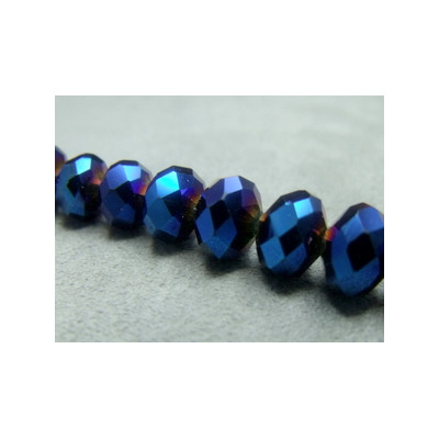 Fils de 72 perles rondes aplaties en Cristal de Chine 10x7mm Metallic Blue (x 1 fil de 72 perles)