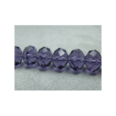 Fils de 65 perles rondes aplaties en Cristal de Chine 10x8 mm Tanzanite (x 1 fil de 65 perles)