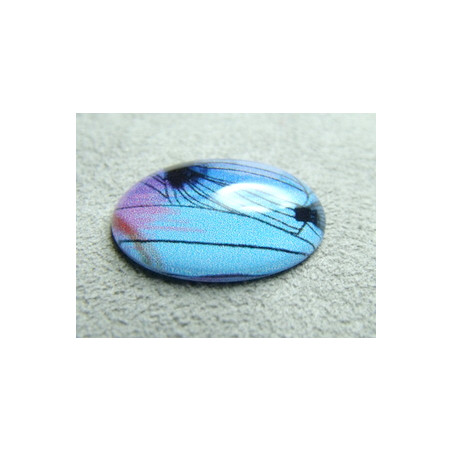 Cabochon en Résine Bleu Violet 25x18mm Imprime Abstrait (X1)