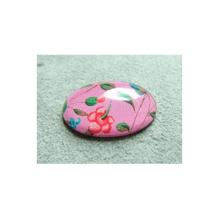 Cabochon en Résine Rose 25x18mm Imprime Abstrait (X1)