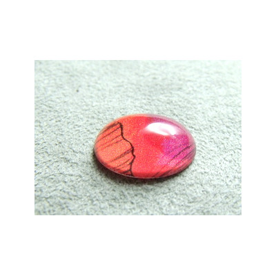 Cabochon en Résine Rouge Saumon 13x18mm Imprime Abstrait (X1)