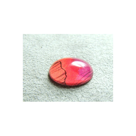 Cabochon en Résine Rouge Saumon 13x18mm Imprime Abstrait (X1)