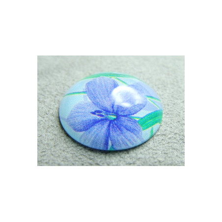 Cabochon en Résine Bleu 24mm Imprime Abstrait (X1)