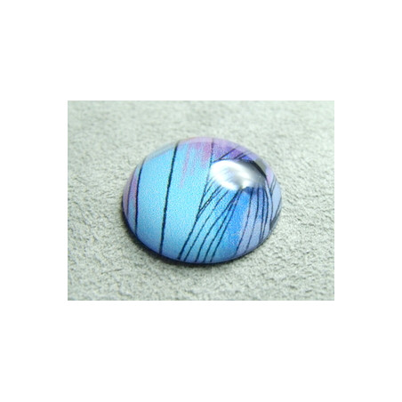 Cabochon en Résine Bleu Violet 24mm Imprime Abstrait (X1)