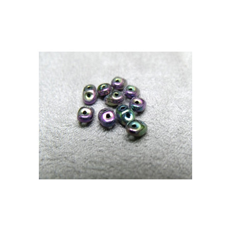 Perles Super Duo 2,5X5mm Jet Irisé Violet (x 10gr env.)    