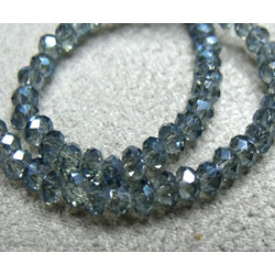 Fils de 100 perles rondes aplaties en Cristal de Chine 3x2mm Blue (x 1 fil de 100 perles)