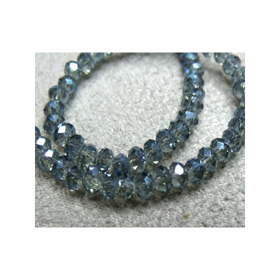 Fils de 100 perles rondes aplaties en Cristal de Chine 3x2mm Blue (x 1 fil de 100 perles)