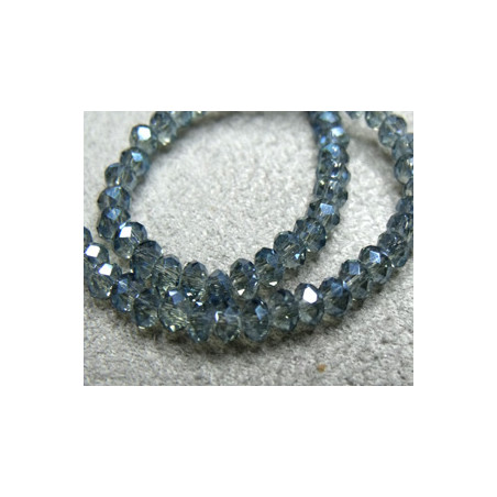 Fils de 100 perles rondes aplaties en Cristal de Chine 3x2mm Blue (x 1 fil de 100 perles)