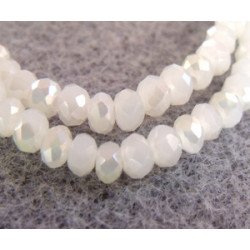 Fils de 100 perles rondes aplaties en Cristal de Chine 3x2mm White Luster (x 1 fil de 140 perles) 