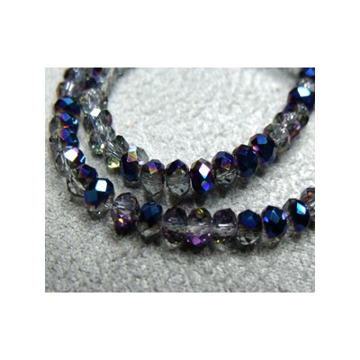 Fils de 100 perles rondes aplaties en Cristal de Chine 3x2mm Blue Irisée (x 1 fil de 100 perles) 