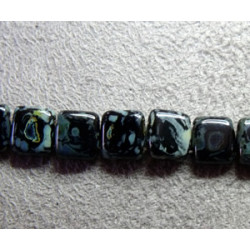 Perles Tiles 6X6X3mm Jet Picasso (X50)  
