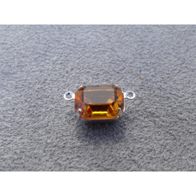 Cabochon Swarovski 4600 Topaz 10x8mm avec anneau Argent (x1)