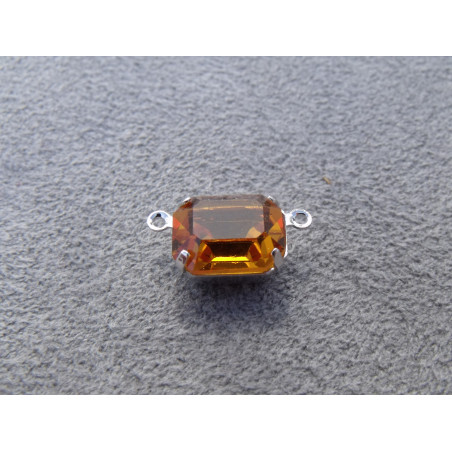 Cabochon Swarovski 4600 Topaz 10x8mm avec anneau Argent (x1)