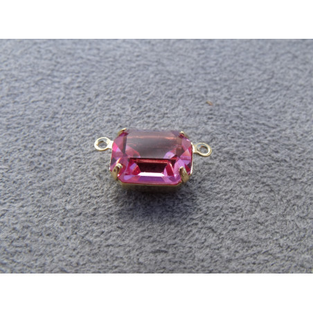 Cabochon Swarovski 4600 Rose 10x8mm avec anneau Argent (x1)