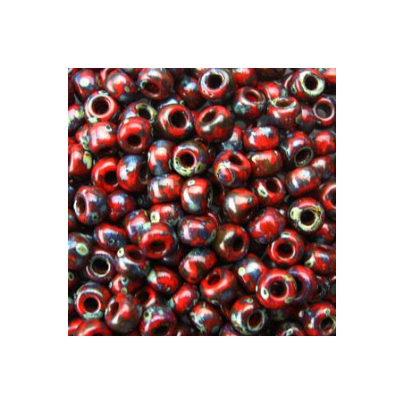R8-4513 Rocailles 8/0 Miyuki Red Garnet Matte Picasso (x 10gr)  