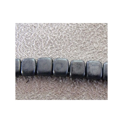 Perles Tiles 6X6X3mm Matte Jet Hématite (X50)