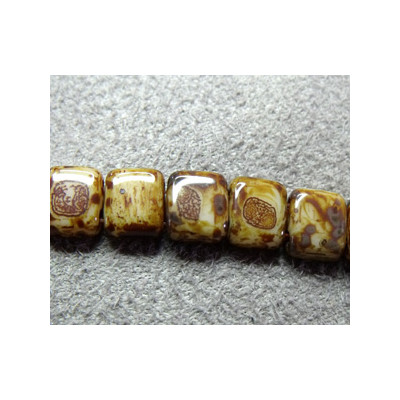 Perles Tiles 6X6X3mm Ivory - Picasso (X50) Perles Tiles 6X6X3mm Ivory - Picasso (X50)