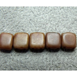 Perles Tiles 6X6X3mm Brown Caramel - Picasso  (X50)