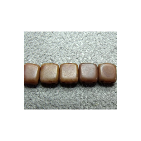 Perles Tiles 6X6X3mm Brown Caramel - Picasso  (X50)