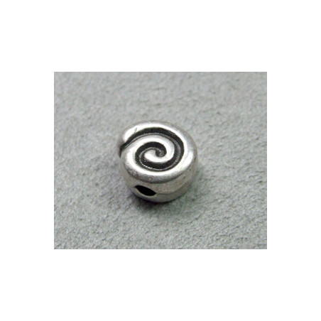 Perle intercalaire escargot 10x6mm - argenté (x1)